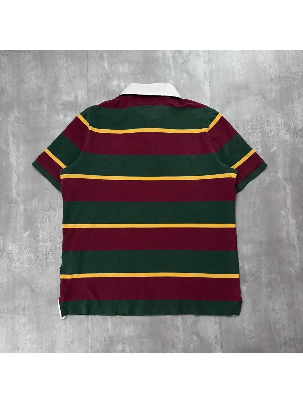 Y2K Burgundy Polo Ralph Lauren Grunge Rugby Striped Polo Shirt